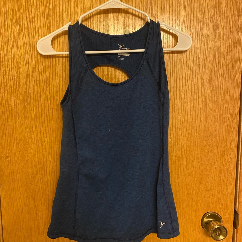NAVY WORK OUT TOP OPEN BACK